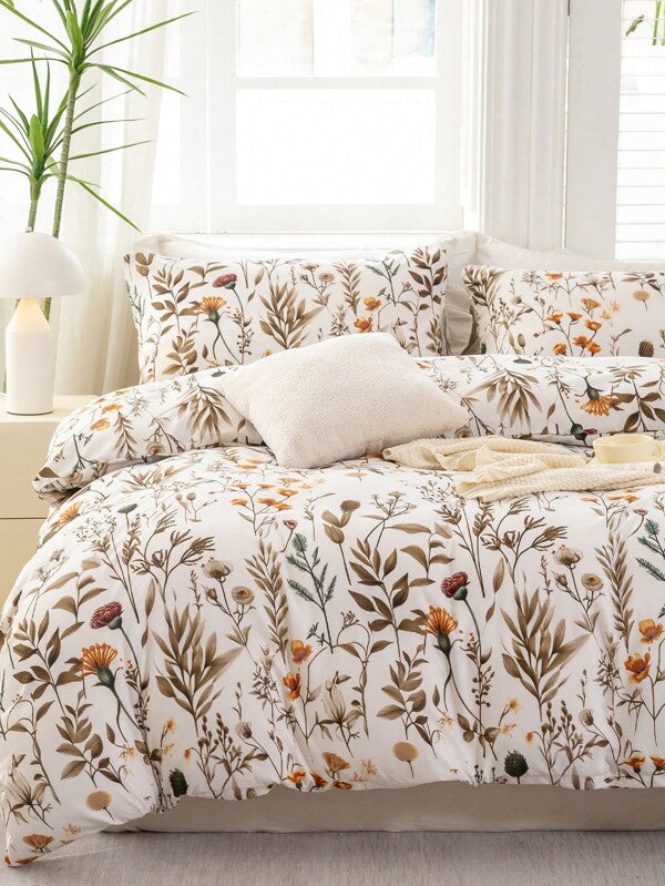 This 3 Pieces Set Of Leaf And Floral Pattern Bedding Is Made Of High-Quality Super-Soft And Breathable Microfiber Fabric, Suitable For All Seasons. It Is Machine Washable, Fade-Resistant, Non-Pilling, Shrink-Proof, And Wrinkle-Resistant.