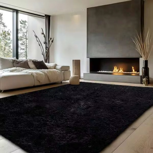 Soft Shag Area Rugs For Bedroom, Black Fluffy Rugs For Living Room Nursery, Luxury Indoor Plush Carpet Girls Boys Kids Room Dorm, Home Decor, Upgrade Non-Slip